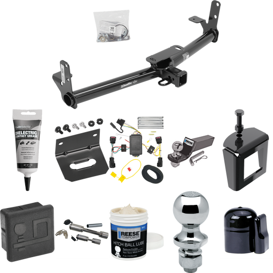 Fits 2010-2017 Chevrolet Equinox Trailer Hitch Tow PKG w/ 4-Flat Wiring + Starter Kit Ball Mount w/ 2" Drop & 2" Ball + 1-7/8" Ball + Wiring Bracket + Dual Hitch & Coupler Locks + Hitch Cover + Wiring Tester + Ball Lube +Electric Grease + Ball Wrench