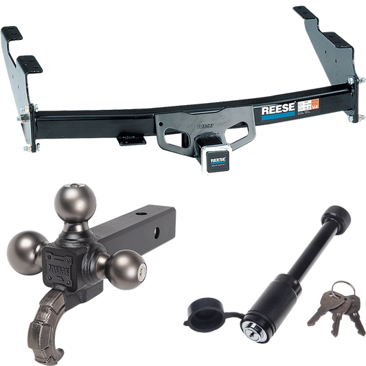 Fits 2004-2004 Ford F-150 Heritage Trailer Hitch Tow PKG + Tactical Triple Ball Ball Mount 1-7/8" & 2" & 2-5/16" Balls & Tow Hook + Tactical Dogbone Lock (For Flareside Models) By Reese Towpower