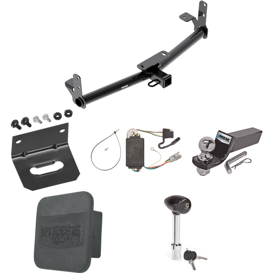 Fits 2006-2006 Pontiac Torrent Trailer Hitch Tow PKG w/ 4-Flat Wiring + Starter Kit Ball Mount w/ 2" Drop & 2" Ball + 1-7/8" Ball + Wiring Bracket + Hitch Lock + Hitch Cover By Reese Towpower