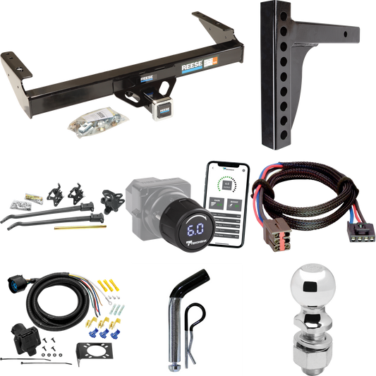 Fits 1994-1996 Ford F-250 Trailer Hitch Tow PKG w/ 12K Trunnion Bar Weight Distribution Hitch + Pin/Clip + 2-5/16" Ball + Tekonsha Prodigy iD Bluetooth Wireless Brake Control + Plug & Play BC Adapter + 7-Way RV Wiring By Reese Towpower