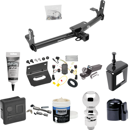 Fits 2010-2017 GMC Terrain Trailer Hitch Tow PKG w/ 4-Flat Wiring + Starter Kit Ball Mount w/ 2" Drop & 2" Ball + 2-5/16" Ball + Wiring Bracket + Dual Hitch & Coupler Locks + Hitch Cover + Wiring Tester + Ball Lube +Electric Grease + Ball Wrench + An