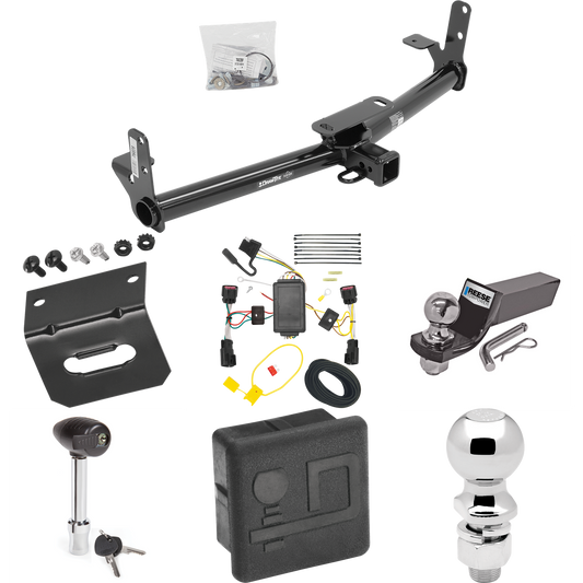 Fits 2010-2017 GMC Terrain Trailer Hitch Tow PKG w/ 4-Flat Wiring + Starter Kit Ball Mount w/ 2" Drop & 2" Ball + 2-5/16" Ball + Wiring Bracket + Hitch Lock + Hitch Cover By Draw-Tite