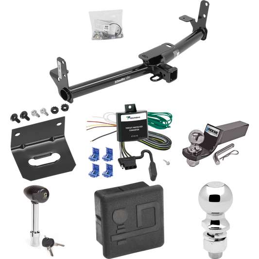 Fits 2007-2009 Chevrolet Equinox Trailer Hitch Tow PKG w/ 4-Flat Wiring + Starter Kit Ball Mount w/ 2" Drop & 2" Ball + 2-5/16" Ball + Wiring Bracket + Hitch Lock + Hitch Cover By Draw-Tite