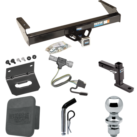 Fits 1997-1997 Ford F-350 Trailer Hitch Tow PKG w/ 4-Flat Wiring + Adjustable Drop Rise Ball Mount + Pin/Clip + 1-7/8" Ball + Wiring Bracket + Hitch Cover (For Heavy Duty Models) By Reese Towpower