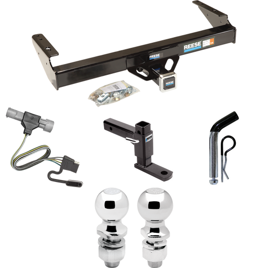 Fits 1997-1997 Ford F-350 Trailer Hitch Tow PKG w/ 4-Flat Wiring + Adjustable Drop Rise Ball Mount + Pin/Clip + 2" Ball + 2-5/16" Ball (For Heavy Duty Models) By Reese Towpower