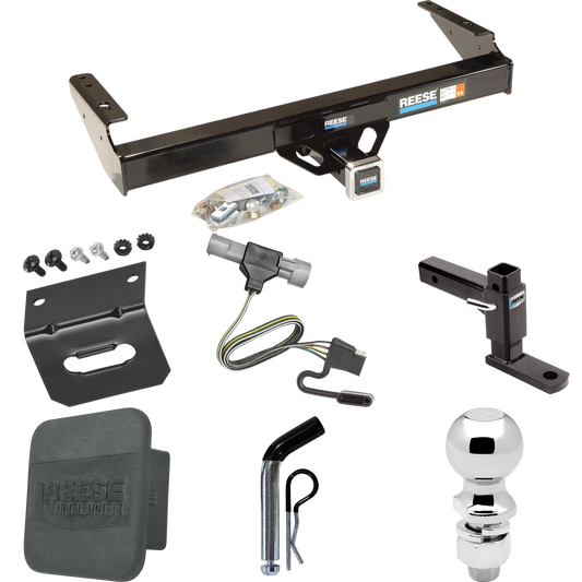 Fits 1997-1997 Ford F-350 Trailer Hitch Tow PKG w/ 4-Flat Wiring + Adjustable Drop Rise Ball Mount + Pin/Clip + 2-5/16" Ball + Wiring Bracket + Hitch Cover (For Heavy Duty Models) By Reese Towpower