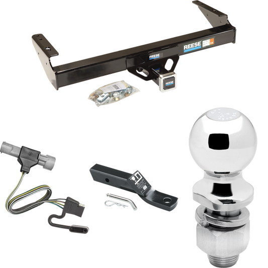 Se adapta al paquete de remolque con enganche para remolque Ford F-350 1987-1996 con cableado plano de 4 + soporte de bola con caída de 2" y bola de 2" de Reese Towpower