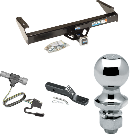 Fits 1987-1996 Ford F-150 Trailer Hitch Tow PKG w/ 4-Flat Wiring + Ball Mount w/ 2" Drop + 1-7/8" Ball By Reese Towpower