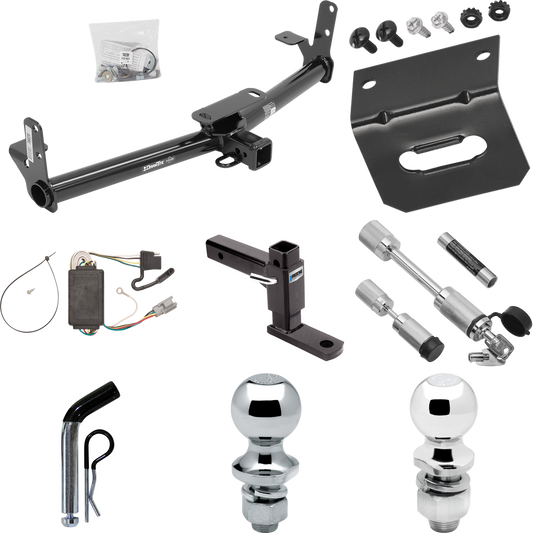 Se adapta al paquete de enganche de remolque Chevrolet Equinox 2005-2006 con arnés de cableado plano de 4 + soporte de bola ajustable + pasador/clip + bola de 2" + bola de 1-7/8" + enganche doble y cerraduras de acoplador de Draw-Tite