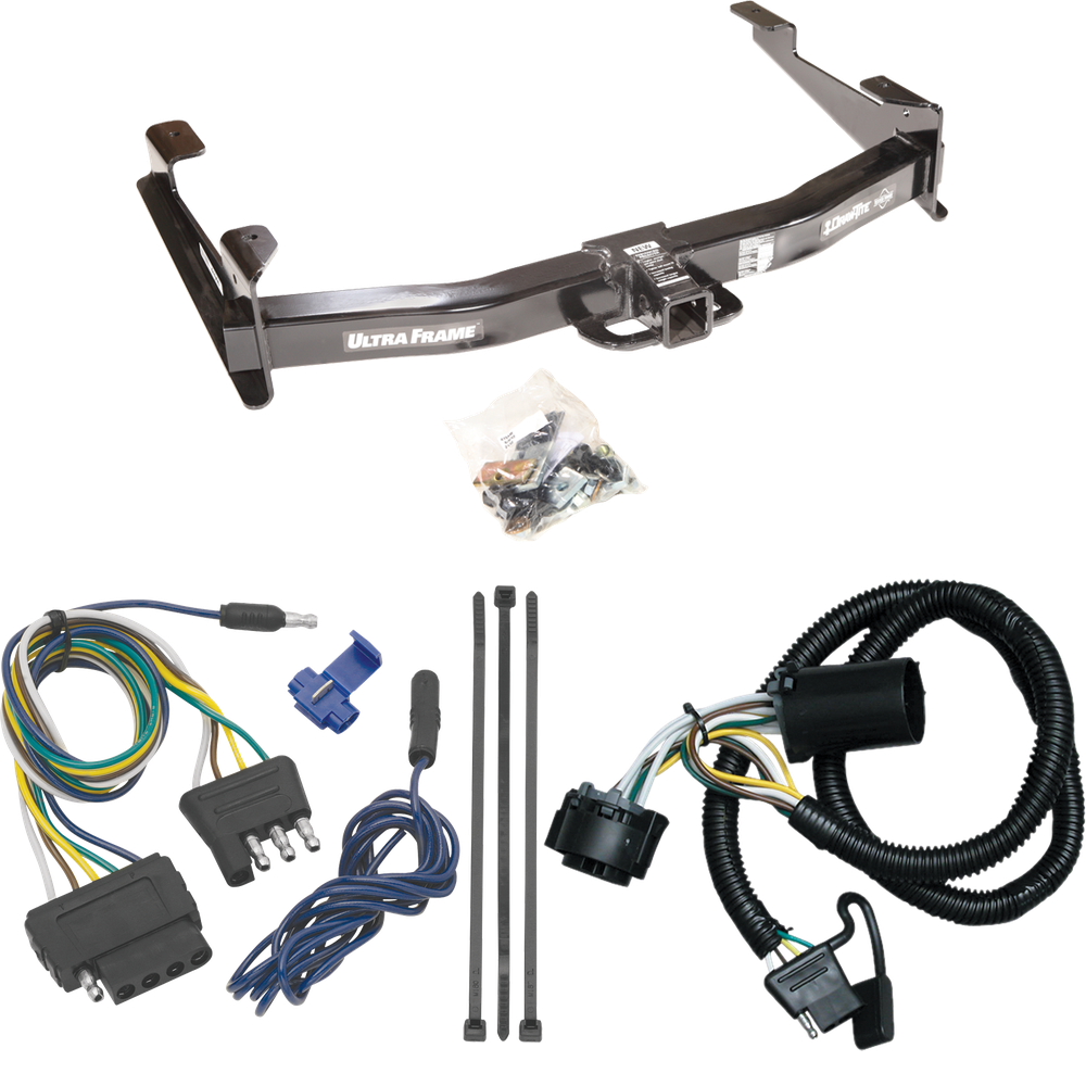 Fits 2007-2010 GMC Sierra 3500 HD Trailer Hitch Tow PKG w/ 5-Flat Wiring Harness By Draw-Tite