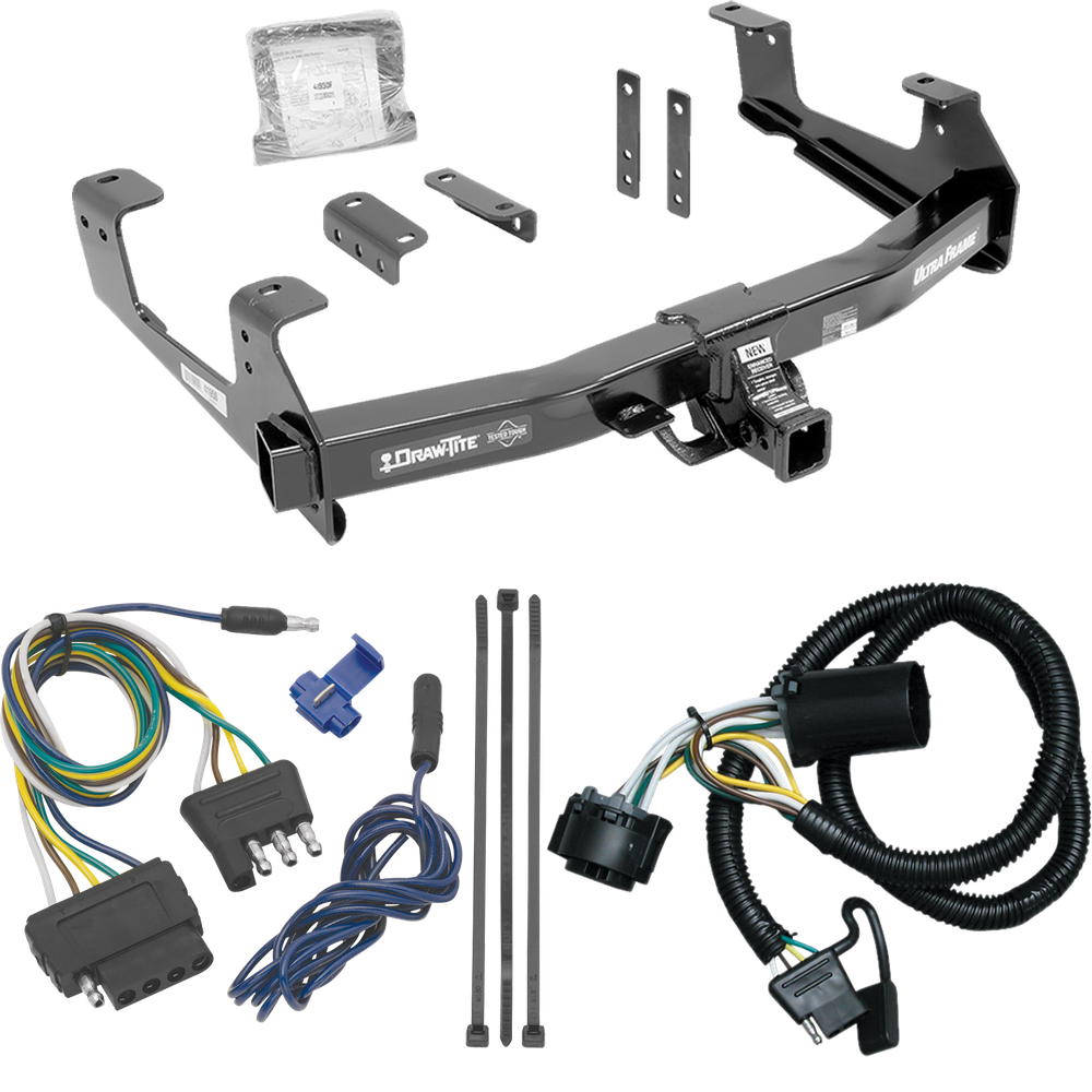 Fits 2015-2019 GMC Sierra 3500 HD Trailer Hitch Tow PKG w/ 5-Flat Wiring Harness By Draw-Tite