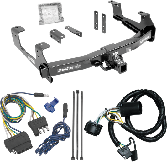 Fits 2015-2019 GMC Sierra 3500 HD Trailer Hitch Tow PKG w/ 5-Flat Wiring Harness By Draw-Tite