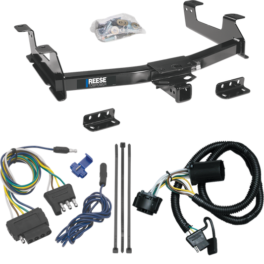 Fits 2011-2014 Chevrolet Silverado 3500 HD Trailer Hitch Tow PKG w/ 5-Flat Wiring Harness By Reese Towpower