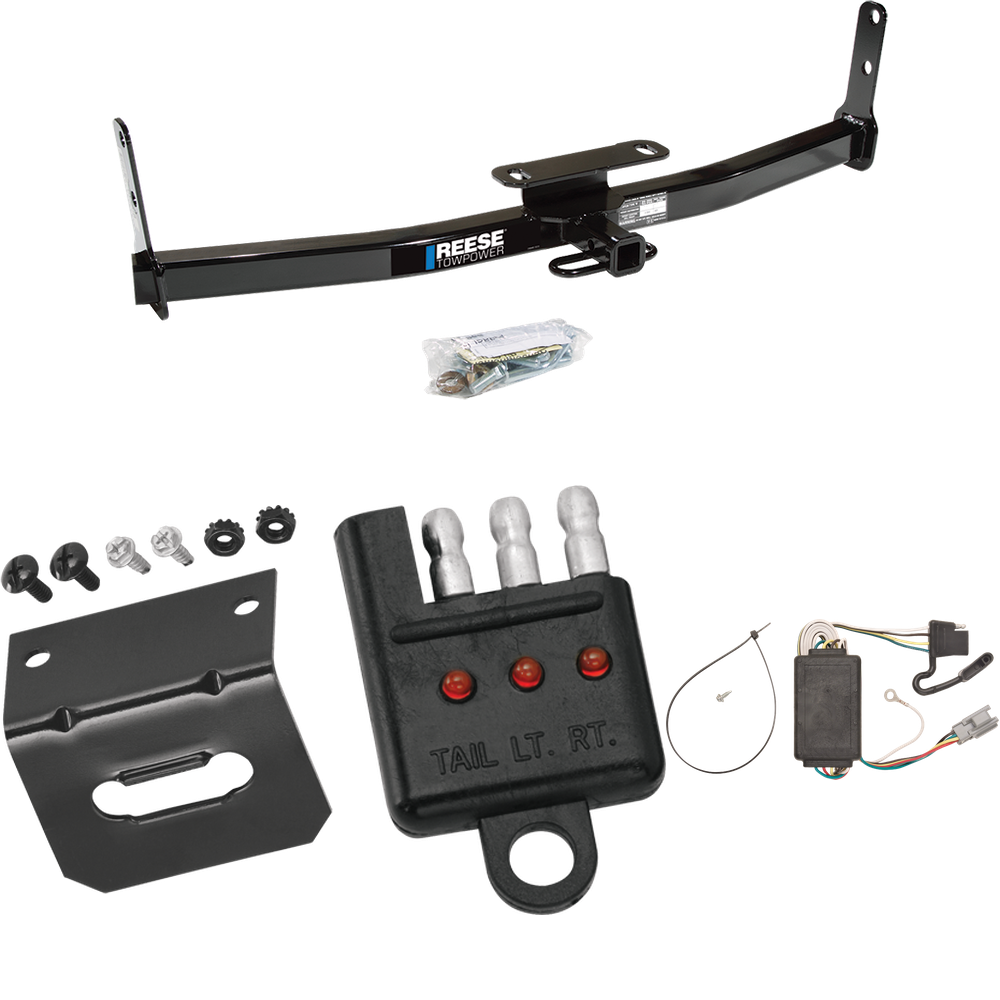 Se adapta al paquete de enganche de remolque Chevrolet Equinox 2005-2006 con arnés de cableado plano de 4 + soporte + probador de Reese Towpower