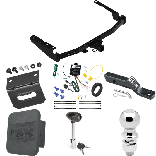 Fits 2022-2022 Lexus RX350L Trailer Hitch Tow PKG w/ 4-Flat Wiring + Ball Mount w/ 2" Drop + 2-5/16" Ball + Wiring Bracket + Hitch Lock + Hitch Cover (Excludes: w/Twin-Tip Exhaust Models) By Reese Towpower