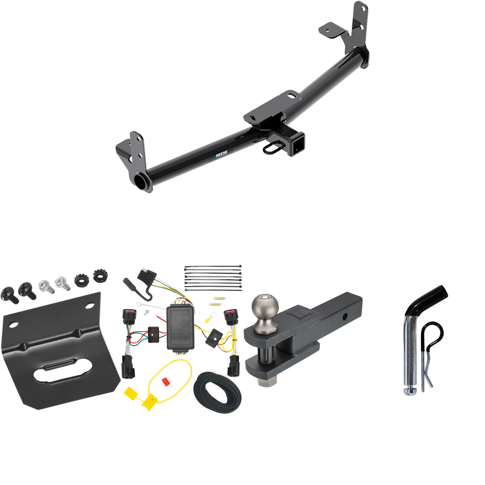 Fits 2010-2017 GMC Terrain Trailer Hitch Tow PKG w/ 4-Flat Wiring Harness + Clevis Hitch Ball Mount w/ 2" Ball + Pin/Clip + Wiring Bracket By Reese Towpower