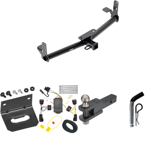 Fits 2010-2017 GMC Terrain Trailer Hitch Tow PKG w/ 4-Flat Wiring Harness + Clevis Hitch Ball Mount w/ 2" Ball + Pin/Clip + Wiring Bracket By Reese Towpower