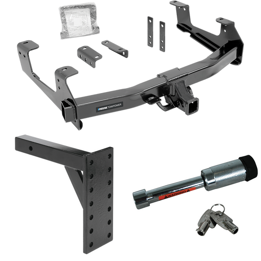 Fits 2015-2019 GMC Sierra 2500 HD Trailer Hitch Tow PKG w/ 7 Hole Pintle Hook Mounting Plate + Hitch Lock By Reese Towpower
