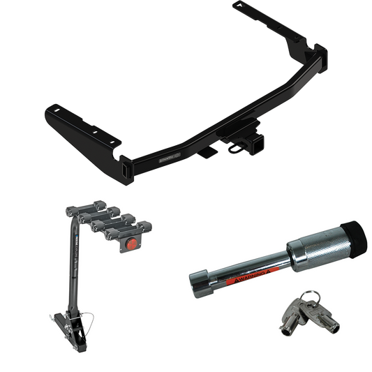 Fits 2018-2022 Lexus RX350L Trailer Hitch Tow PKG w/ 4 Bike Carrier Rack + Hitch Lock (Excludes: w/Twin-Tip Exhaust Models) By Draw-Tite