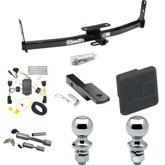 Fits 2010-2017 Chevrolet Equinox Trailer Hitch Tow PKG w/ 4-Flat Wiring Harness + Draw-Bar + 1-7/8" + 2" Ball + Hitch Cover + Dual Hitch & Coupler Locks By Draw-Tite