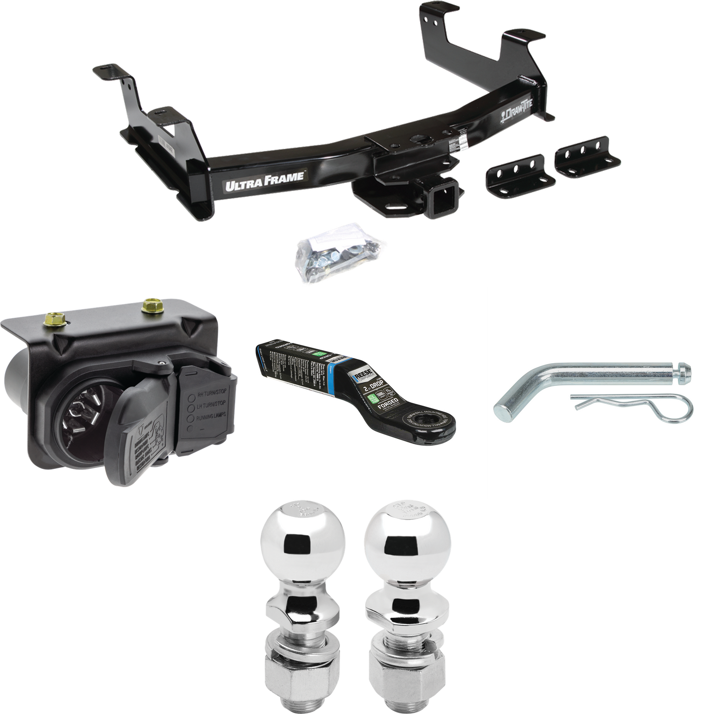 Fits 2011-2014 Chevrolet Silverado 2500 HD Trailer Hitch Tow PKG w/ 7-Way RV Wiring + 2" & 2-5/16" Ball + Drop Mount By Draw-Tite