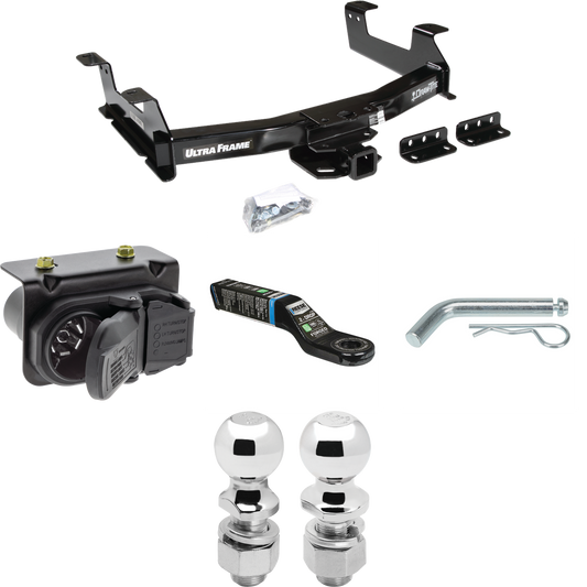 Fits 2011-2014 Chevrolet Silverado 2500 HD Trailer Hitch Tow PKG w/ 7-Way RV Wiring + 2" & 2-5/16" Ball + Drop Mount By Draw-Tite