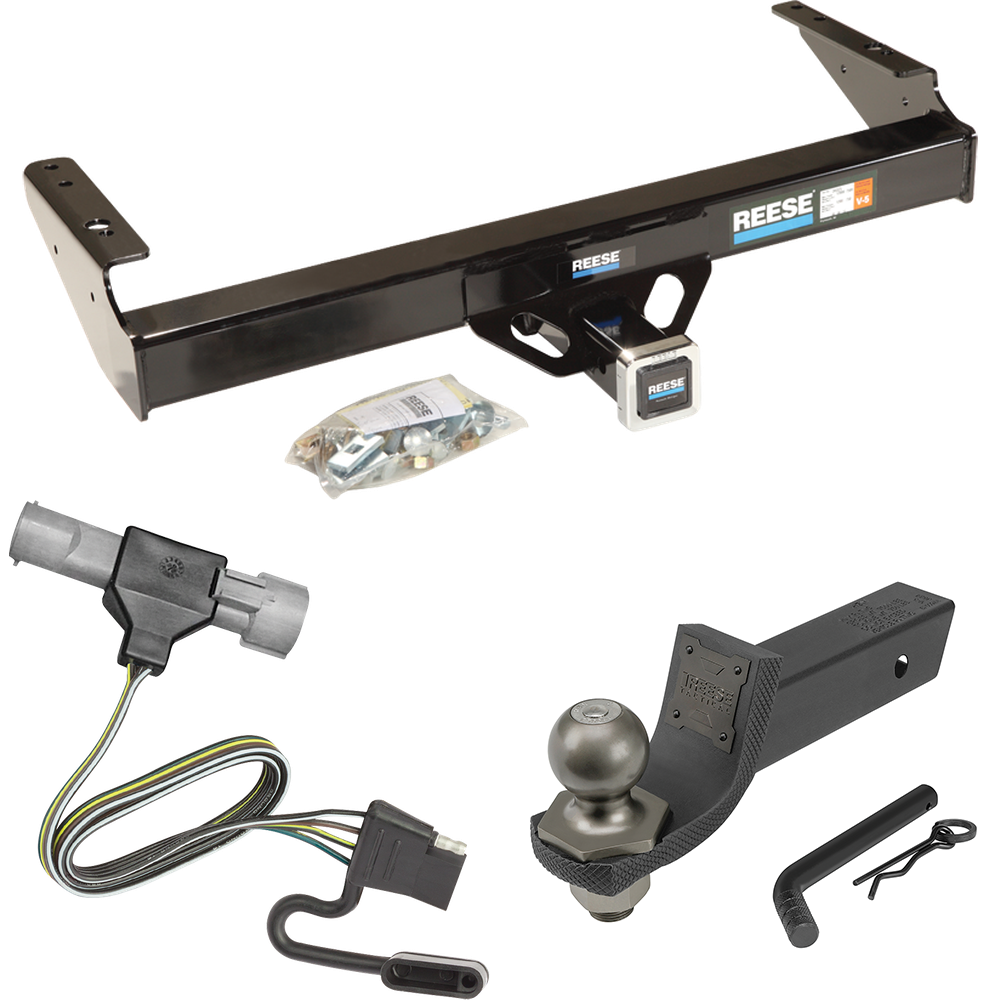 Fits 1992-1996 Ford F-150 Trailer Hitch Tow PKG w/ 4-Flat Wiring + Interlock Tactical Starter Kit w/ 2" Drop & 2" Ball (For Flareside, w/Rear Fascia Models) By Reese Towpower