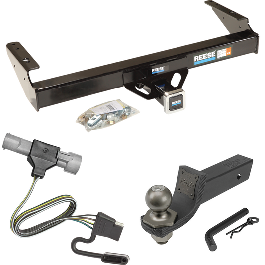 Fits 1992-1996 Ford F-150 Trailer Hitch Tow PKG w/ 4-Flat Wiring + Interlock Tactical Starter Kit w/ 2" Drop & 2" Ball (For Flareside, w/Rear Fascia Models) By Reese Towpower