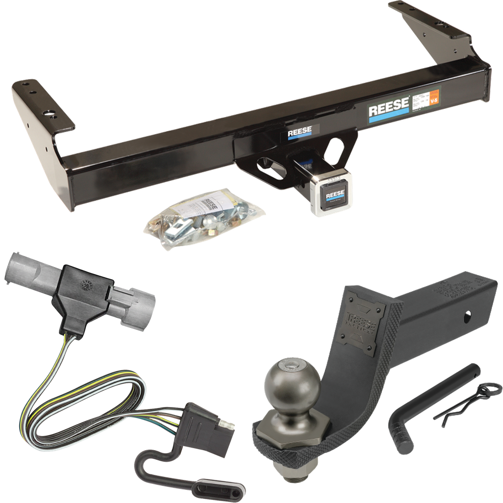 Fits 1997-1997 Ford F-250 HD Trailer Hitch Tow PKG w/ 4-Flat Wiring + Interlock Tactical Starter Kit w/ 3-1/4" Drop & 2" Ball By Reese Towpower