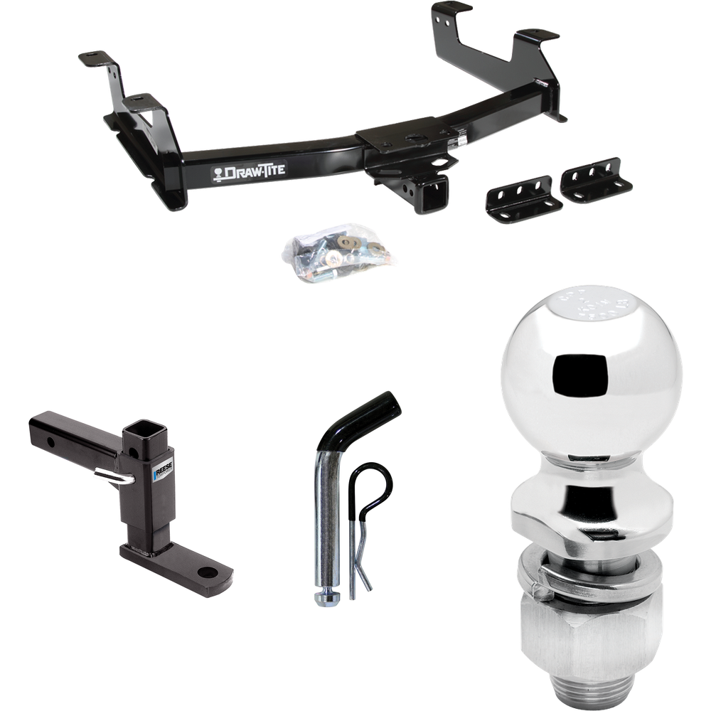 Fits 2011-2014 GMC Sierra 3500 HD Trailer Hitch Tow PKG w/ Adjustable Drop Rise Ball Mount + Pin/Clip + 2" Ball By Draw-Tite