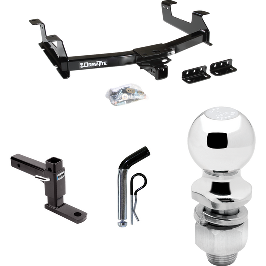 Fits 2011-2014 GMC Sierra 3500 HD Trailer Hitch Tow PKG w/ Adjustable Drop Rise Ball Mount + Pin/Clip + 2" Ball By Draw-Tite