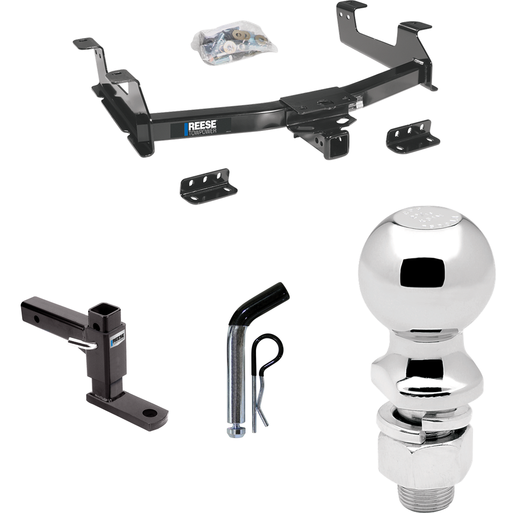 Fits 2011-2014 Chevrolet Silverado 2500 HD Trailer Hitch Tow PKG w/ Adjustable Drop Rise Ball Mount + Pin/Clip + 2-5/16" Ball By Reese Towpower