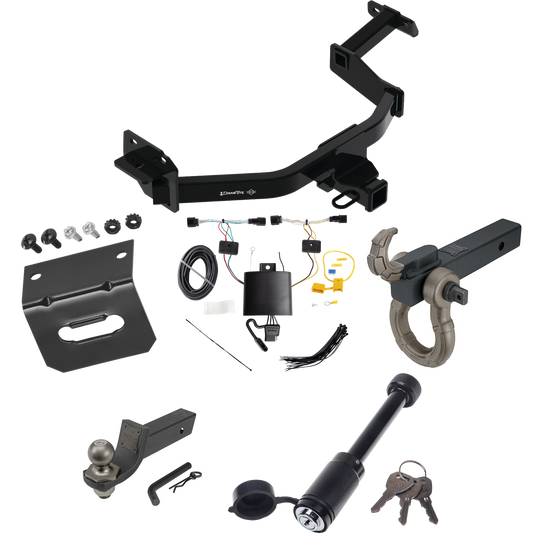 Fits 2021-2022 KIA Sorento Trailer Hitch Tow PKG w/ 4-Flat Wiring + Interlock Tactical Starter Kit w/ 2" Drop & 2" Ball + Tactical Hook & Shackle Mount + Tactical Dogbone Lock + Wiring Bracket By Draw-Tite