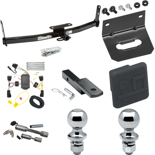 Fits 2010-2017 GMC Terrain Trailer Hitch Tow PKG w/ 4-Flat Wiring Harness + Draw-Bar + 1-7/8" + 2" Ball + Wiring Bracket + Hitch Cover + Dual Hitch & Coupler Locks By Draw-Tite