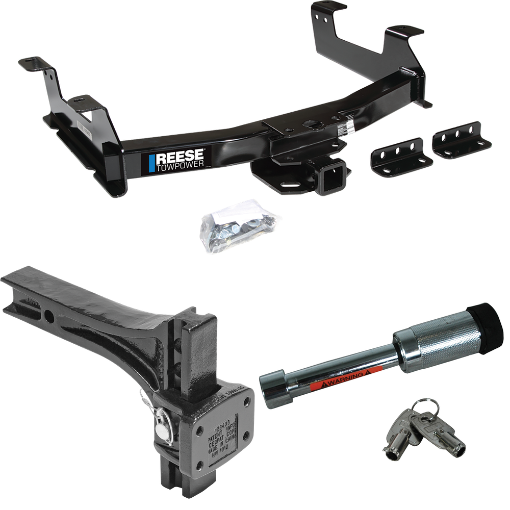 Fits 2011-2014 Chevrolet Silverado 2500 HD Trailer Hitch Tow PKG w/ Adjustable Pintle Hook Mounting Plate + Hitch Lock By Reese Towpower