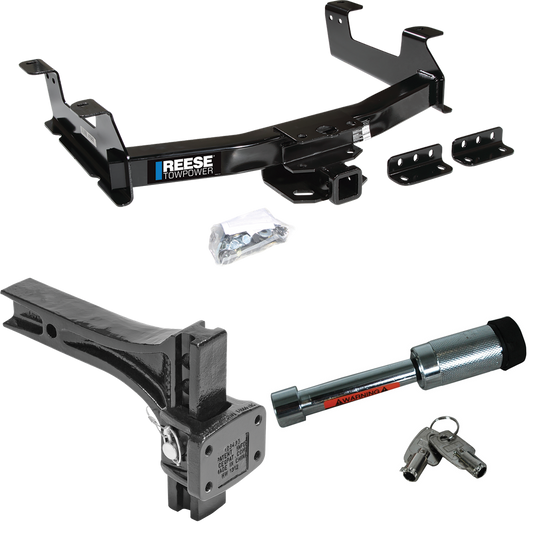 Fits 2011-2014 Chevrolet Silverado 2500 HD Trailer Hitch Tow PKG w/ Adjustable Pintle Hook Mounting Plate + Hitch Lock By Reese Towpower