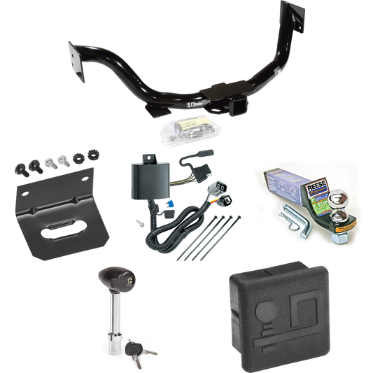 Fits 2007-2009 KIA Sorento Trailer Hitch Tow PKG w/ 4-Flat Wiring + Starter Kit Ball Mount w/ 2" Drop & 1-7/8" Ball + Wiring Bracket + Hitch Lock + Hitch Cover By Draw-Tite