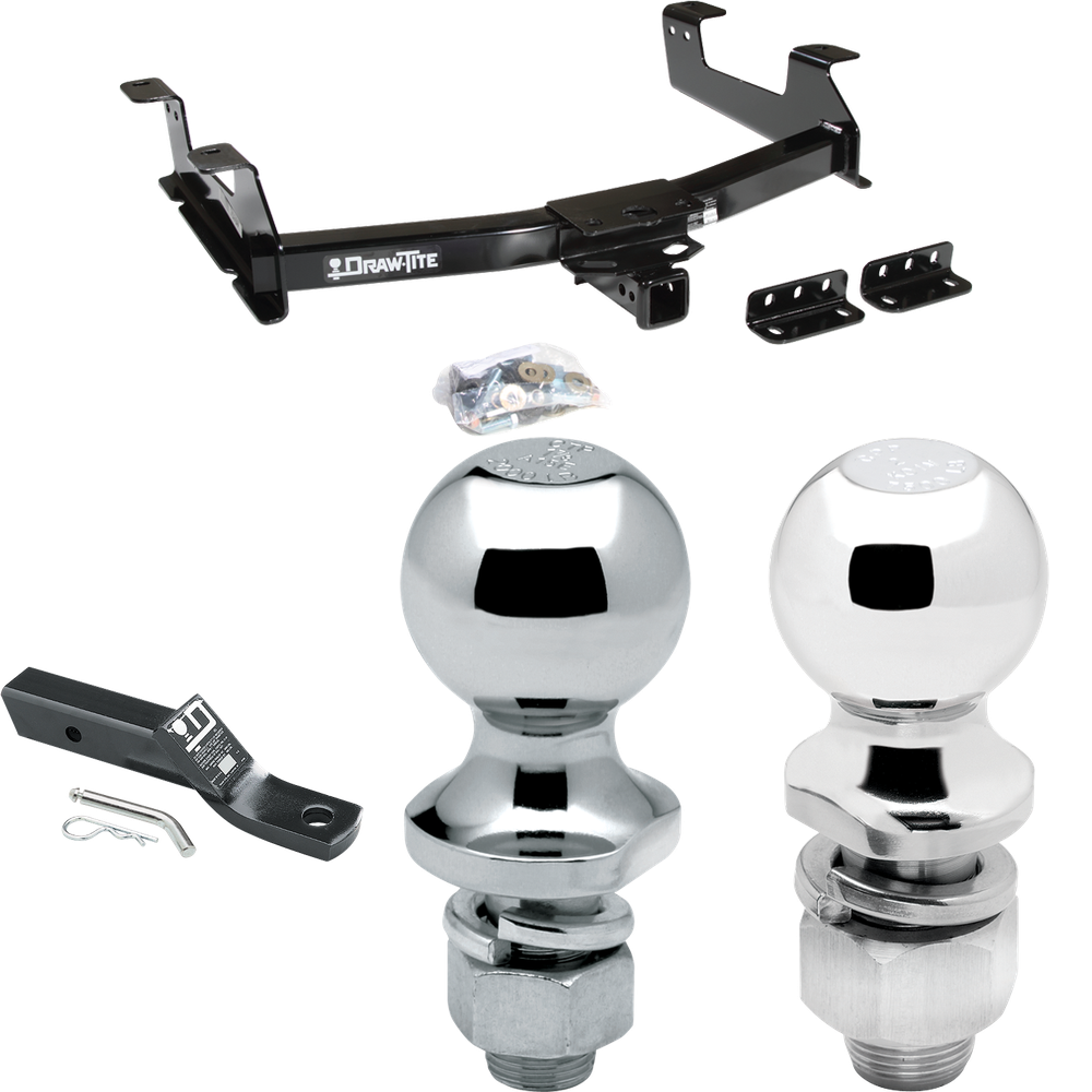 Fits 2011-2014 GMC Sierra 3500 HD Trailer Hitch Tow PKG w/ Ball Mount w/ 2" Drop & 2" Ball + 1-7/8" Ball By Draw-Tite