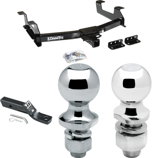 Fits 2011-2014 GMC Sierra 3500 HD Trailer Hitch Tow PKG w/ Ball Mount w/ 2" Drop & 2" Ball + 1-7/8" Ball By Draw-Tite