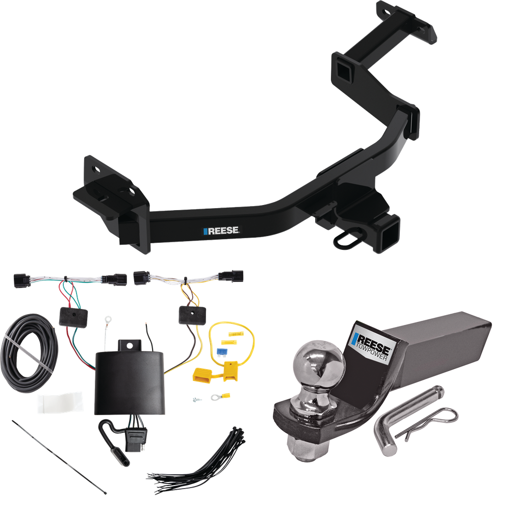 Fits 2021-2022 KIA Sorento Trailer Hitch Tow PKG w/ 4-Flat Wiring + Starter Kit Ball Mount w/ 2" Drop & 2" Ball By Reese Towpower