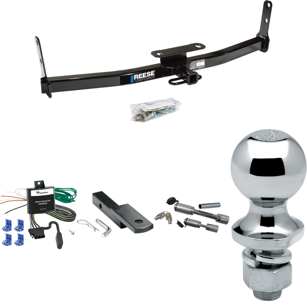 Se adapta al paquete de enganche de remolque Pontiac Torrent 2007-2009 con arnés de cableado de 4 planos + barra de tracción + bola de 1-7/8" + enganche doble y cerraduras de acoplador de Reese Towpower