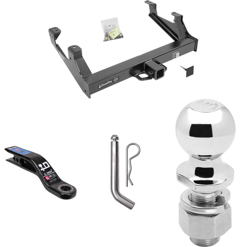 Fits 2015-2019 Chevrolet Silverado 3500 HD Trailer Hitch Tow PKG w/ Ball Mount w/ 3" Drop + Pin/Clip + 2-5/16" Ball By Draw-Tite