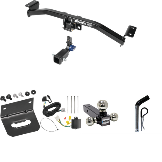 Fits 2016-2018 Lexus RX450h Trailer Hitch Tow PKG w/ 4-Flat Wiring Harness + Triple Ball Ball Mount 1-7/8" & 2" & 2-5/16" Trailer Balls + Pin/Clip + Wiring Bracket (For Prepped w/Factory Tow Plug (See Instructions Prior to Installation) Models) By Dr