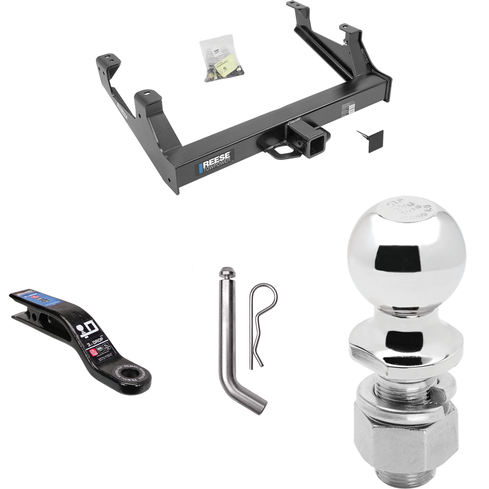 Fits 2015-2019 Chevrolet Silverado 2500 HD Trailer Hitch Tow PKG w/ Ball Mount w/ 3" Drop + Pin/Clip + 2-5/16" Ball By Reese Towpower