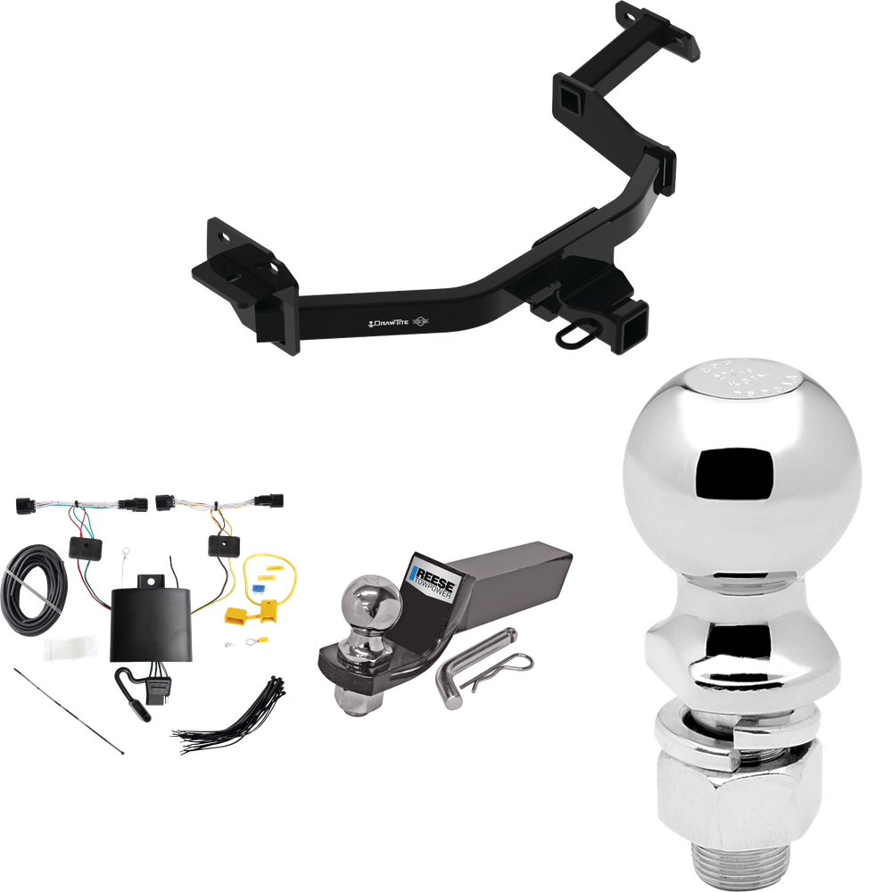 Fits 2021-2022 KIA Sorento Trailer Hitch Tow PKG w/ 4-Flat Wiring + Starter Kit Ball Mount w/ 2" Drop & 2" Ball + 2-5/16" Ball By Draw-Tite