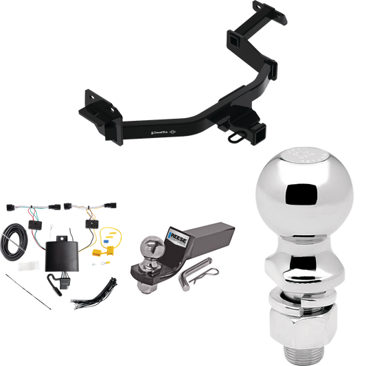 Fits 2021-2022 KIA Sorento Trailer Hitch Tow PKG w/ 4-Flat Wiring + Starter Kit Ball Mount w/ 2" Drop & 2" Ball + 2-5/16" Ball By Draw-Tite