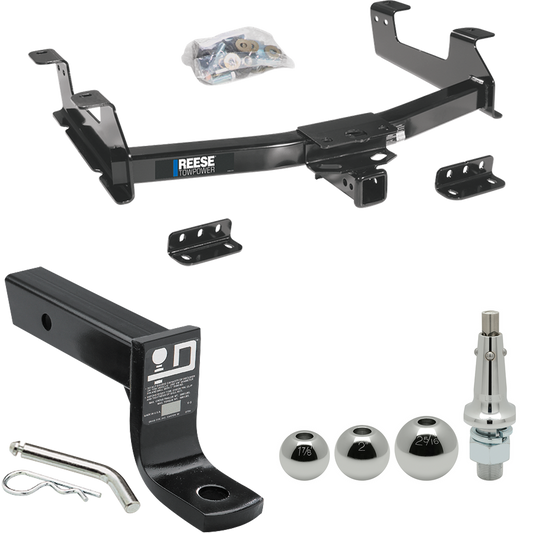 Fits 2011-2014 Chevrolet Silverado 3500 HD Trailer Hitch Tow PKG w/ Ball Mount w/ 4" Drop + Interchangeable Ball 1-7/8" & 2" & 2-5/16" By Reese Towpower