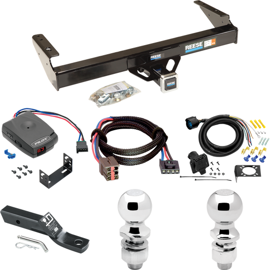 Fits 1994-1996 Ford F-350 Trailer Hitch Tow PKG w/ Pro Series Pilot Brake Control + Plug & Play BC Adapter + 7-Way RV Wiring + 2" & 2-5/16" Ball & Drop Mount By Reese Towpower