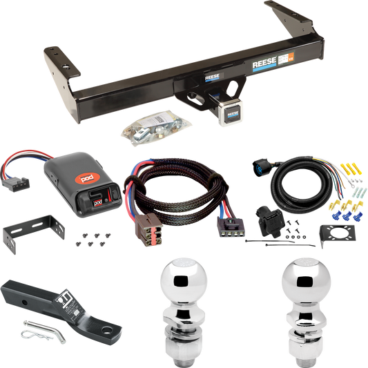 Fits 1997-1997 Ford F-250 HD Trailer Hitch Tow PKG w/ Pro Series POD Brake Control + Plug & Play BC Adapter + 7-Way RV Wiring + 2" & 2-5/16" Ball & Drop Mount By Reese Towpower