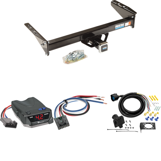 Fits 1992-1993 Ford F-150 Trailer Hitch Tow PKG w/ Tekonsha BRAKE-EVN Brake Control + Generic BC Wiring Adapter + 7-Way RV Wiring (For Flareside, w/Rear Fascia Models) By Reese Towpower